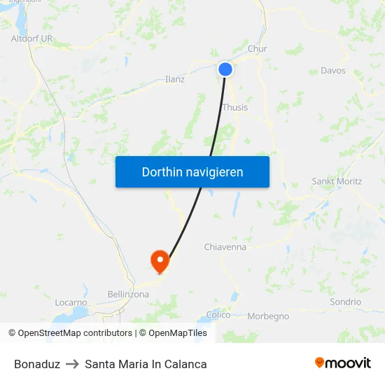 Bonaduz to Santa Maria In Calanca map