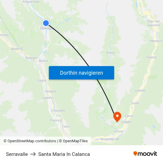 Serravalle to Santa Maria In Calanca map