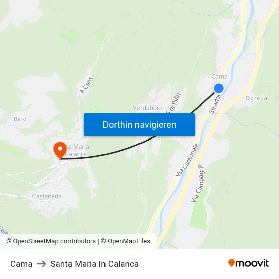 Cama to Santa Maria In Calanca map
