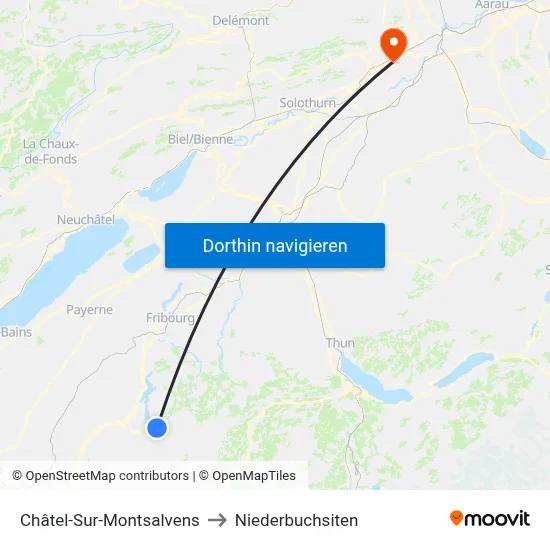 Châtel-Sur-Montsalvens to Niederbuchsiten map