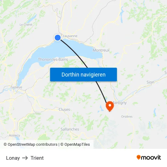 Lonay to Trient map