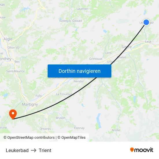 Leukerbad to Trient map