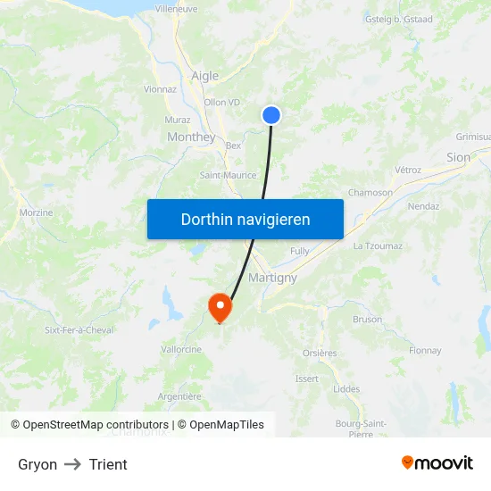 Gryon to Trient map