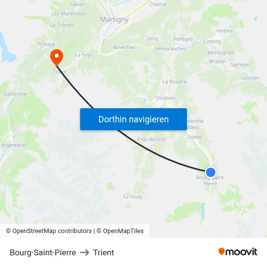 Bourg-Saint-Pierre to Trient map