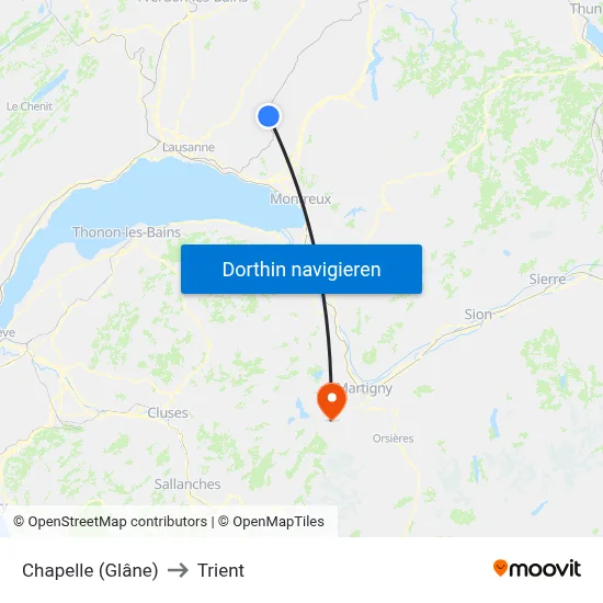 Chapelle (Glâne) to Trient map