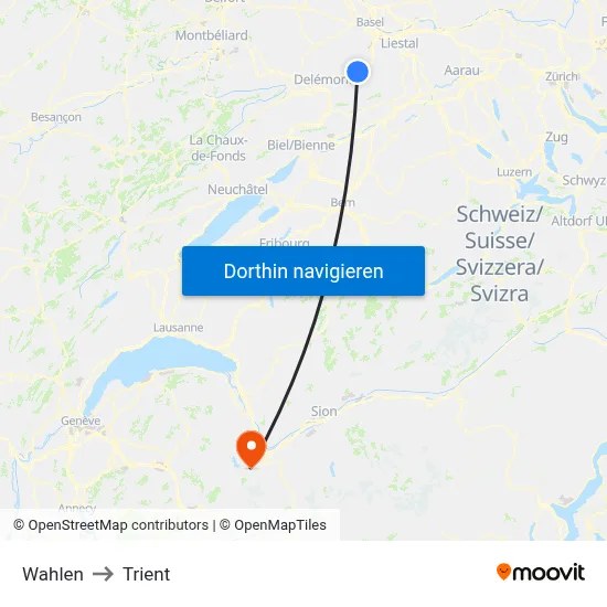 Wahlen to Trient map