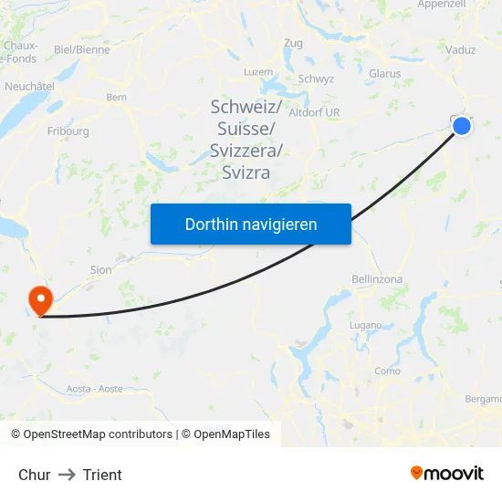 Chur to Trient map