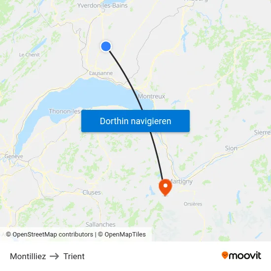 Montilliez to Trient map