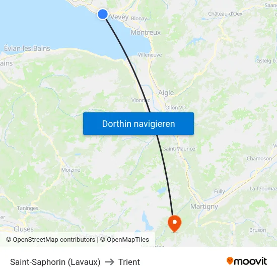 Saint-Saphorin (Lavaux) to Trient map