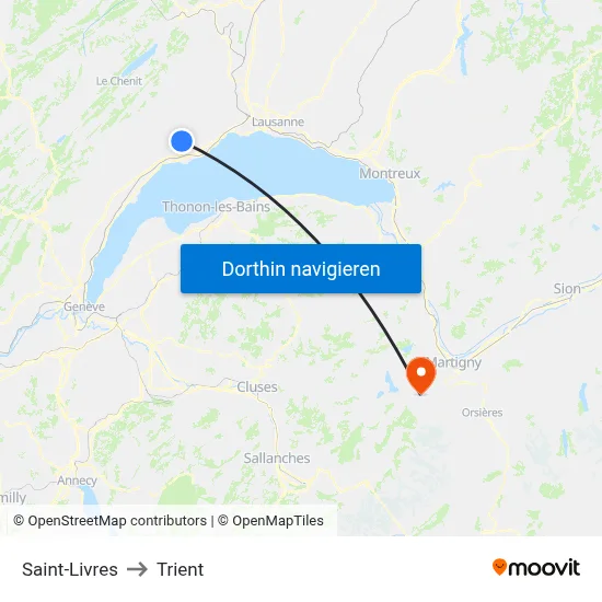 Saint-Livres to Trient map