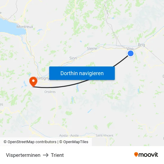 Visperterminen to Trient map