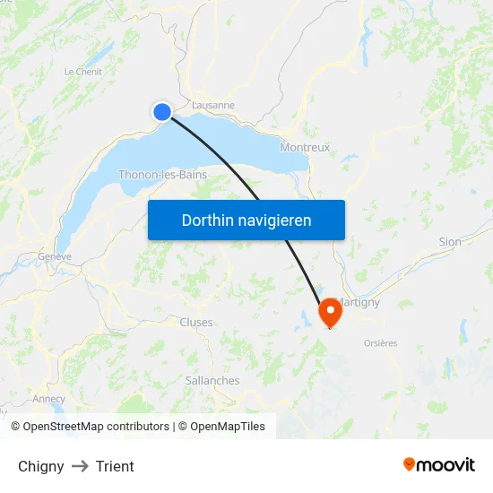 Chigny to Trient map