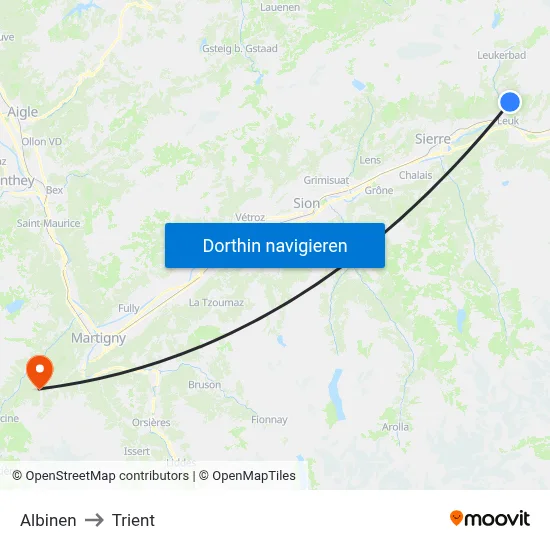 Albinen to Trient map
