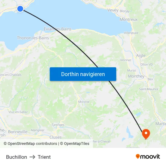 Buchillon to Trient map