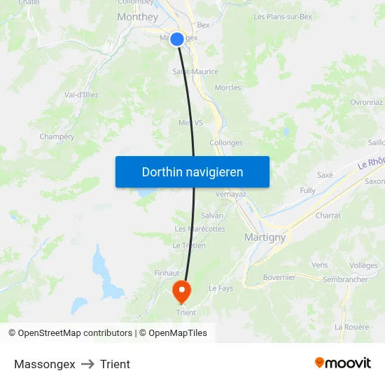 Massongex to Trient map