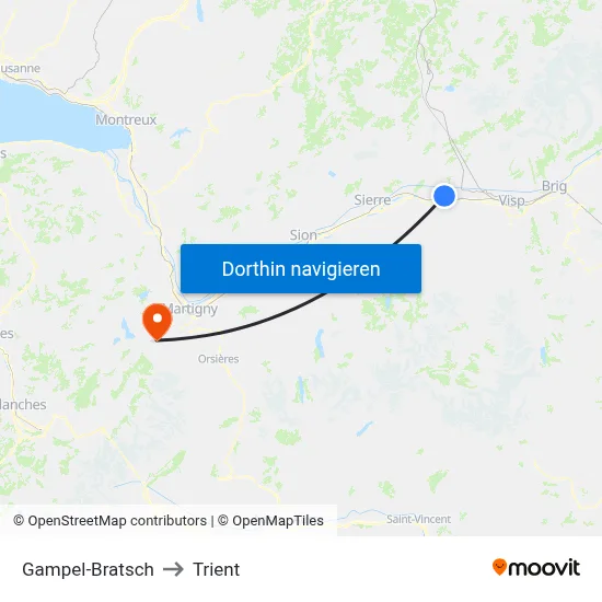 Gampel-Bratsch to Trient map