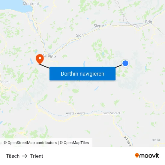 Täsch to Trient map