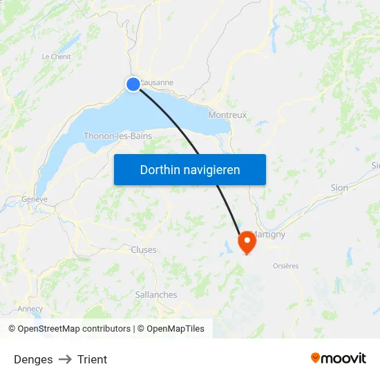 Denges to Trient map