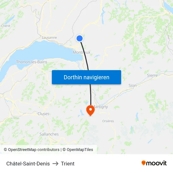 Châtel-Saint-Denis to Trient map