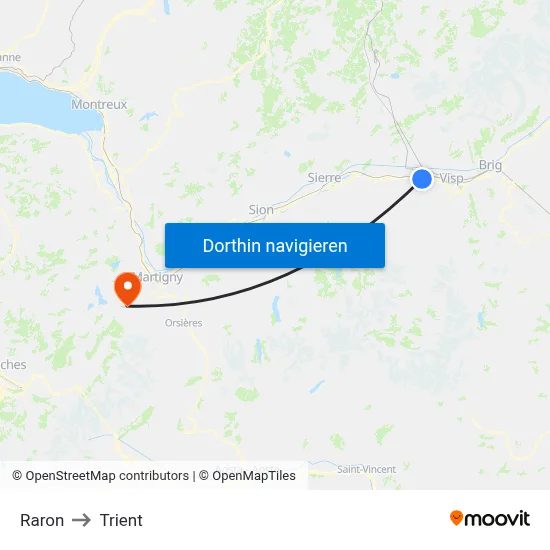 Raron to Trient map