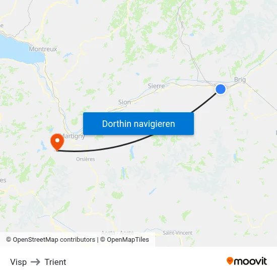 Visp to Trient map
