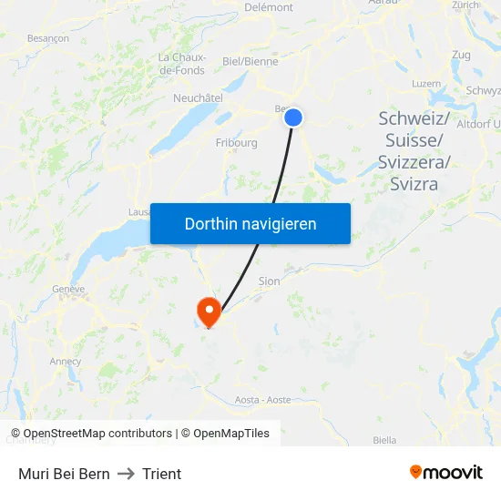 Muri Bei Bern to Trient map
