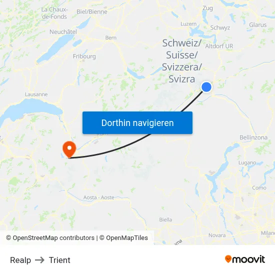Realp to Trient map