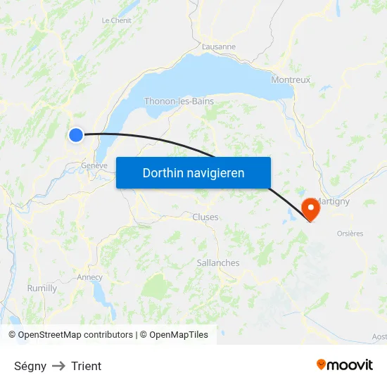 Ségny to Trient map