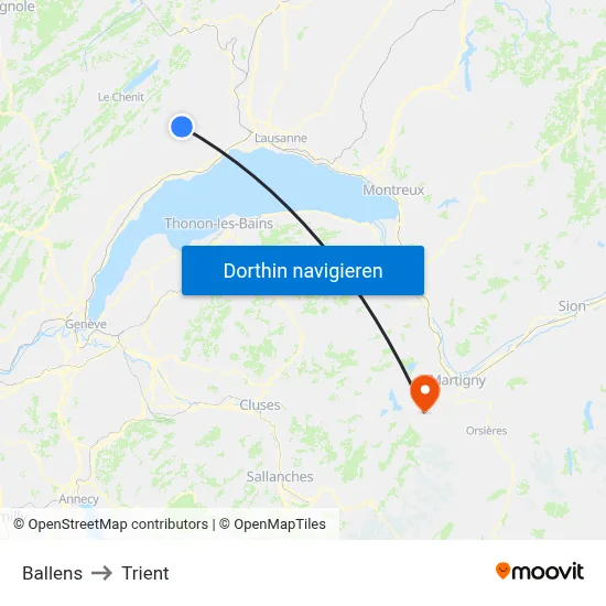 Ballens to Trient map