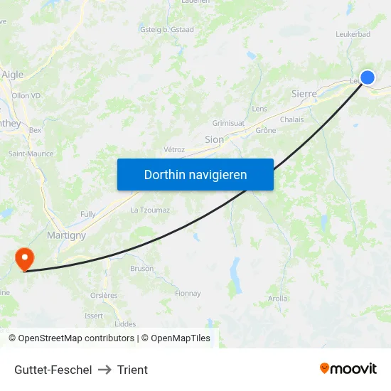 Guttet-Feschel to Trient map