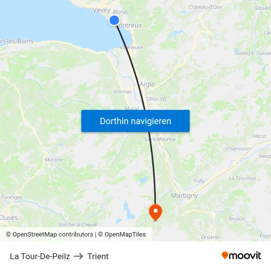 La Tour-De-Peilz to Trient map