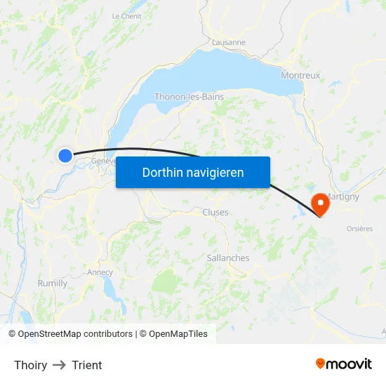Thoiry to Trient map