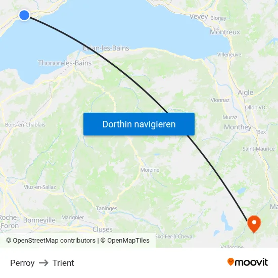 Perroy to Trient map