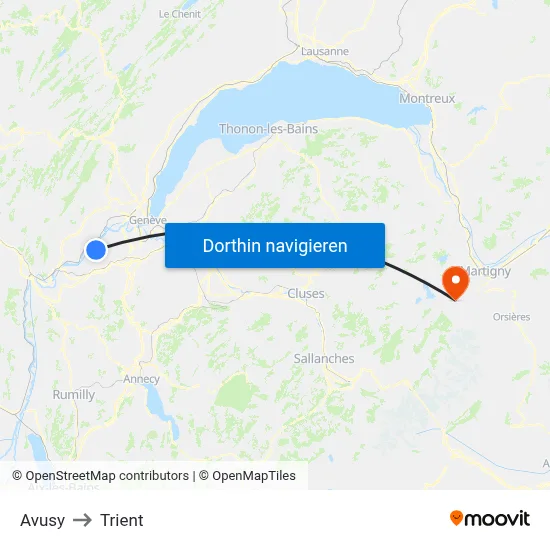 Avusy to Trient map