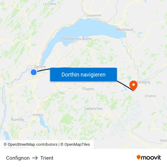 Confignon to Trient map