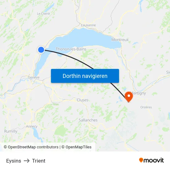 Eysins to Trient map