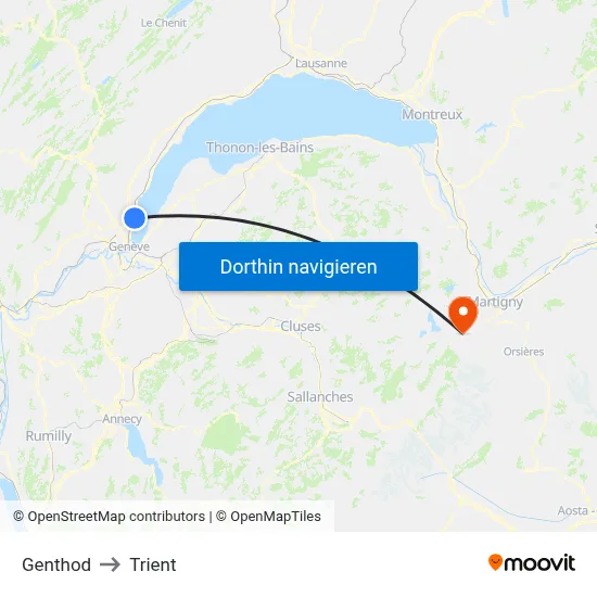 Genthod to Trient map