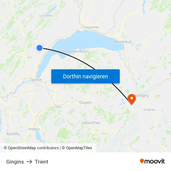 Gingins to Trient map
