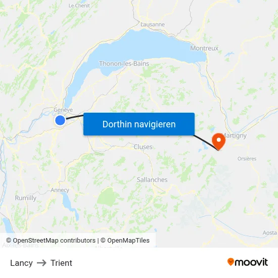 Lancy to Trient map