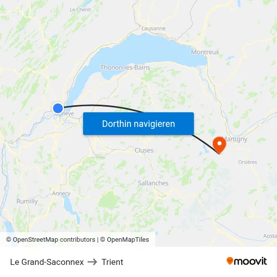 Le Grand-Saconnex to Trient map