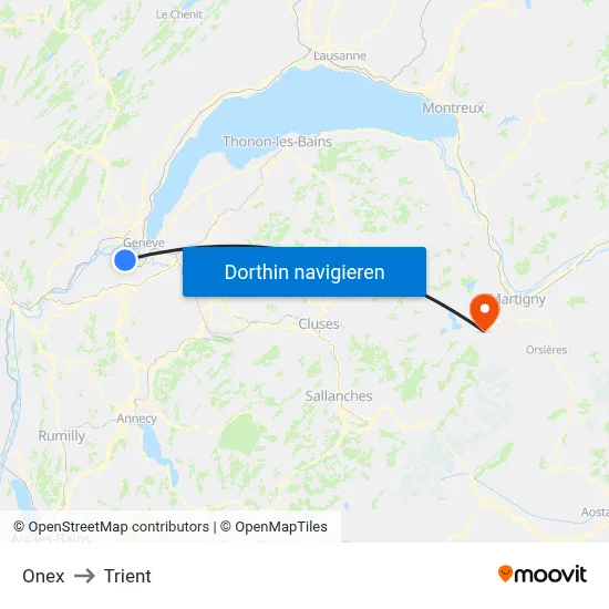 Onex to Trient map