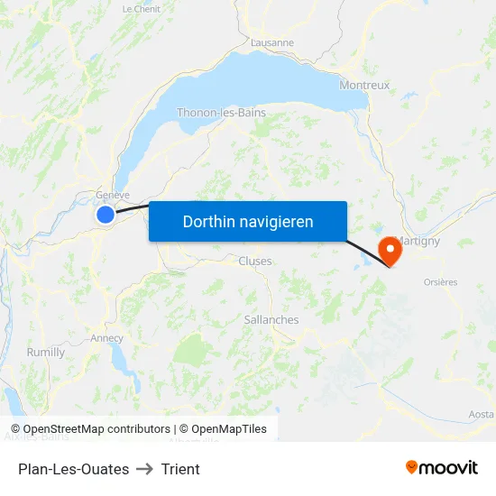 Plan-Les-Ouates to Trient map