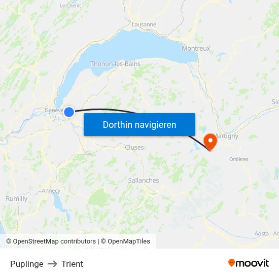 Puplinge to Trient map
