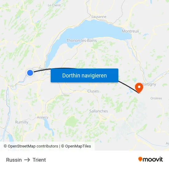 Russin to Trient map
