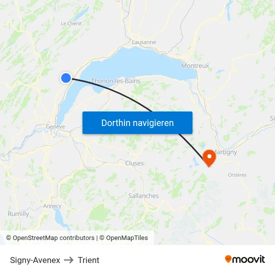 Signy-Avenex to Trient map
