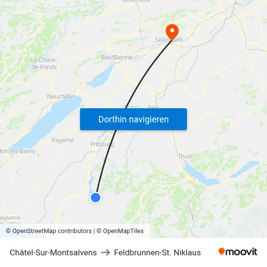 Châtel-Sur-Montsalvens to Feldbrunnen-St. Niklaus map