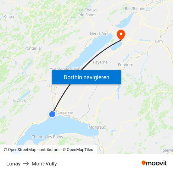 Lonay to Mont-Vully map