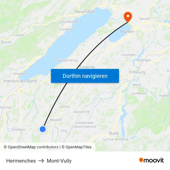 Hermenches to Mont-Vully map