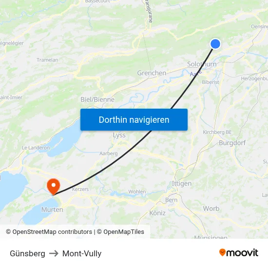 Günsberg to Mont-Vully map