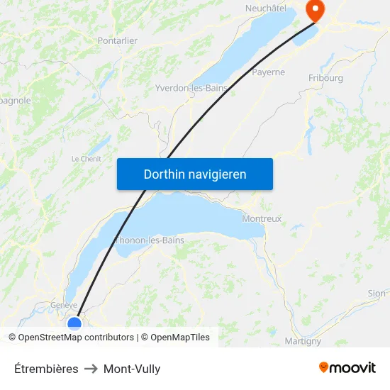 Étrembières to Mont-Vully map